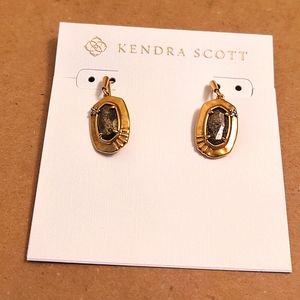 NEW Kendra Scott Anna Drop Earrings in Vintage Gold Black Pyrite